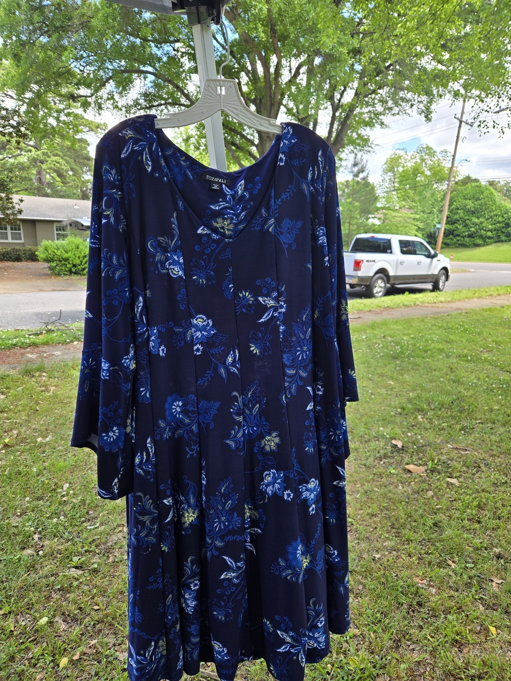 Roz & Ali Navy Floral Long Sleeve A-Line Dress